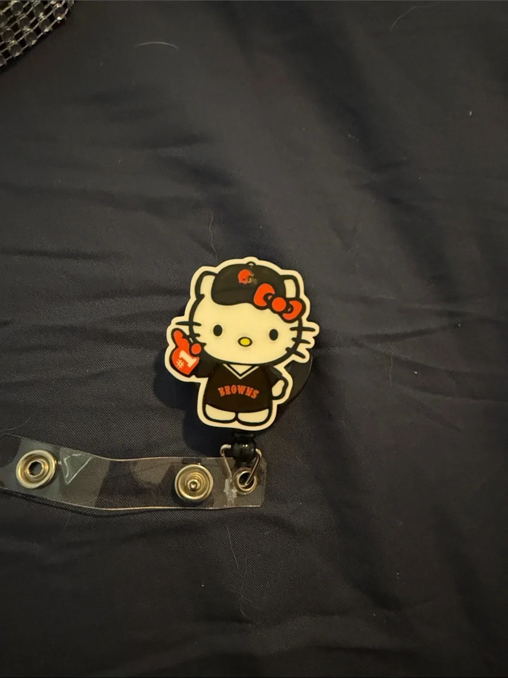 Hello Kitty Cleveland Browns Badge Reel - Black & White